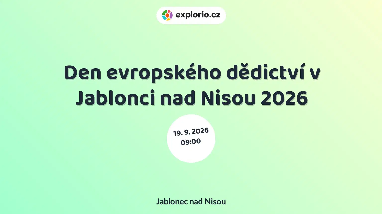 Den evropského dědictví v Jablonci nad Nisou 2026 – festivaly a Slavnosti, Jablonec nad Nisou
