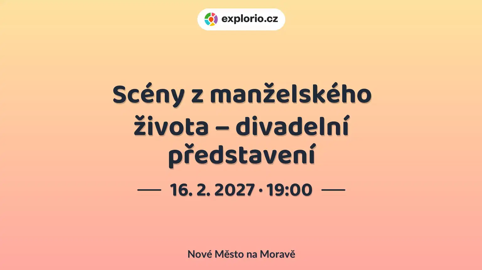 Scény z manželského života – divadelní představení – divadlo, Hudba a Kino, Nové Město na Moravě