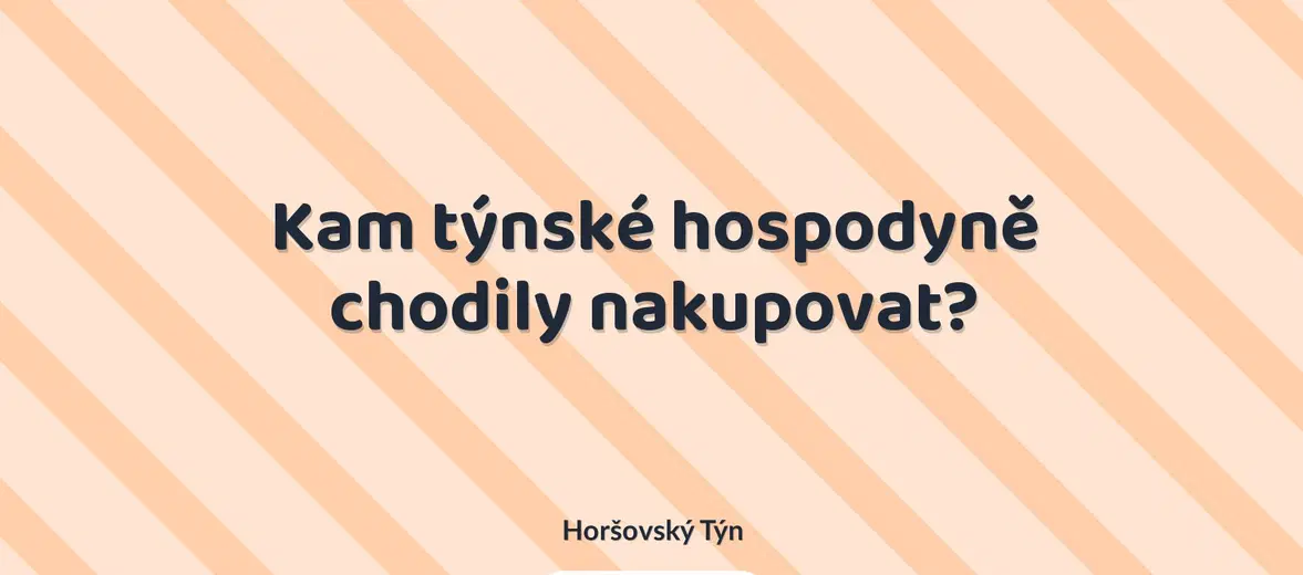 Kam týnské hospodyně chodily nakupovat? – prohlídky a Muzea, Horšovský Týn
