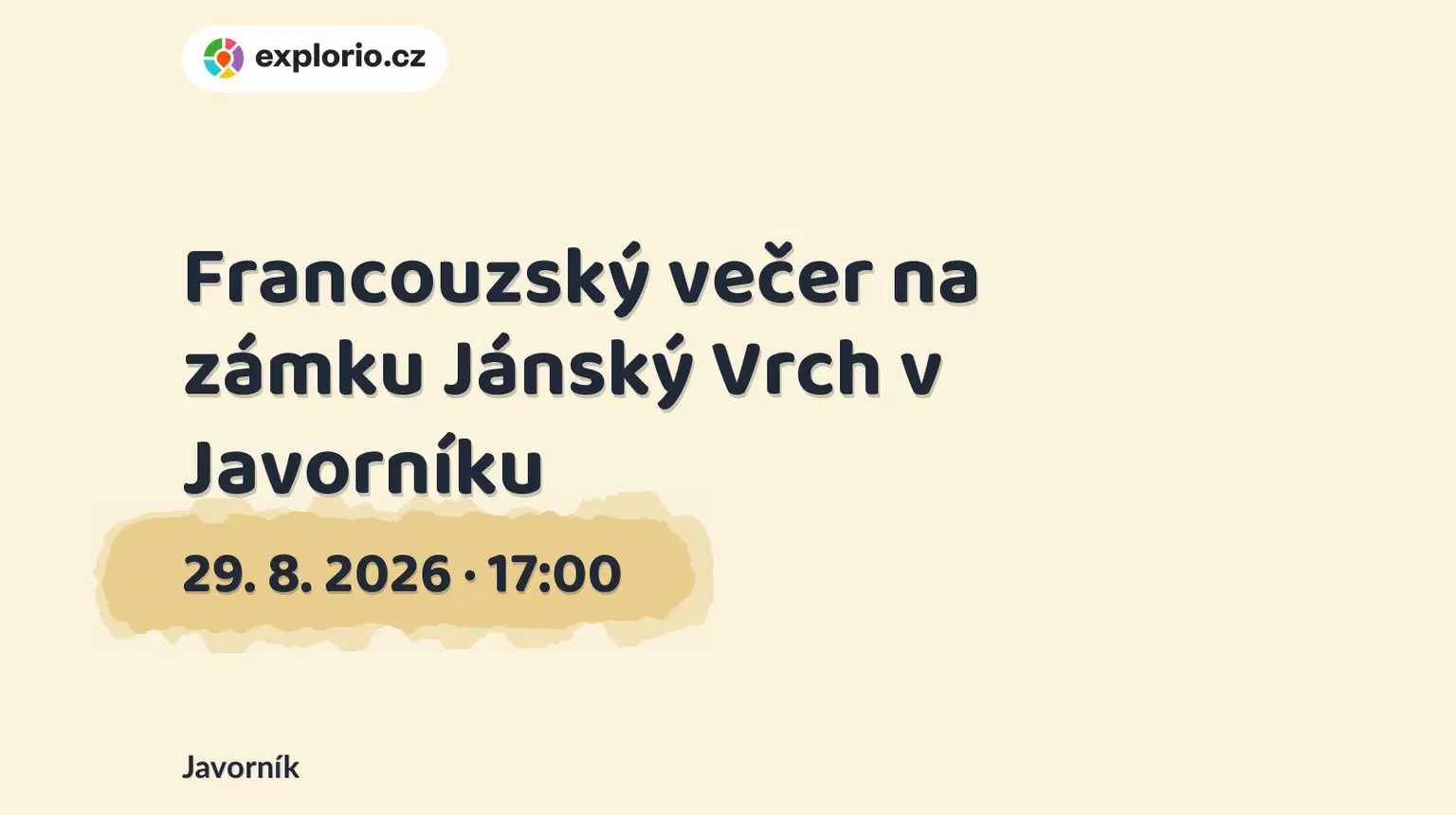 Francouzský večer na zámku Jánský Vrch v Javorníku – divadlo, Hudba a Kino, Javorník