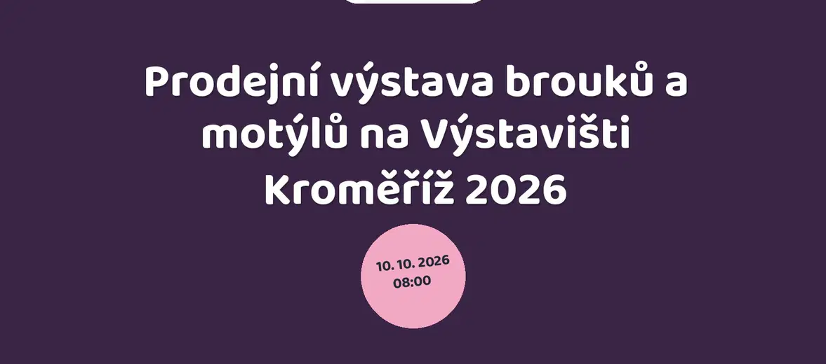 Prodejní výstava brouků a motýlů na Výstavišti Kroměříž 2026 – prohlídky a Muzea, Kroměříž