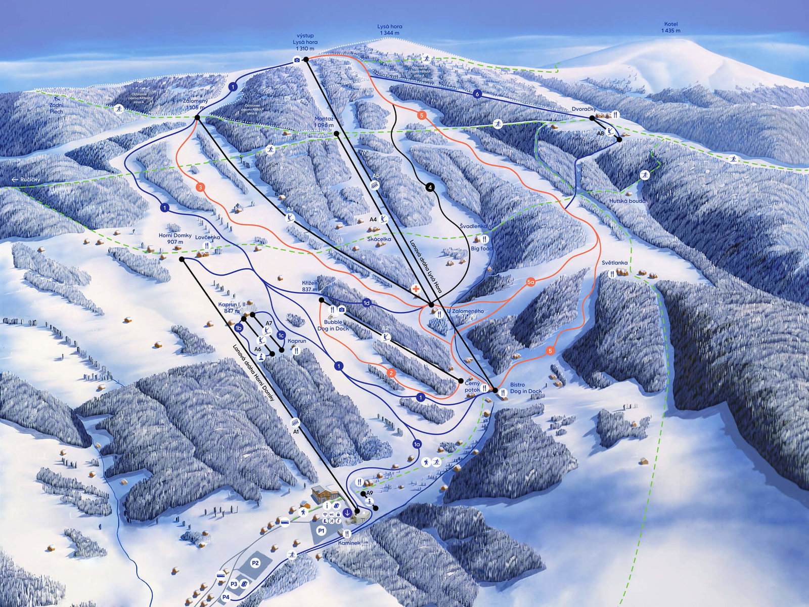 Nahoru Resort Rokytnice – lyžařské areály, Rokytnice nad Jizerou
