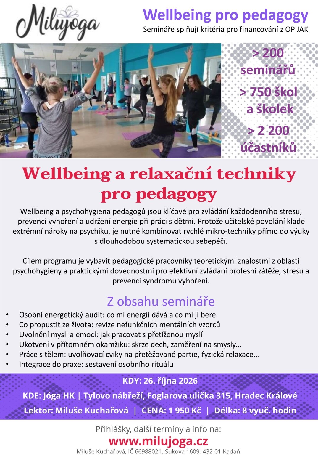 Wellbeing a relaxační techniky pro pedagogy / workshop – tvořivé dílny a Workshopy, Hradec Králové – fotka 2