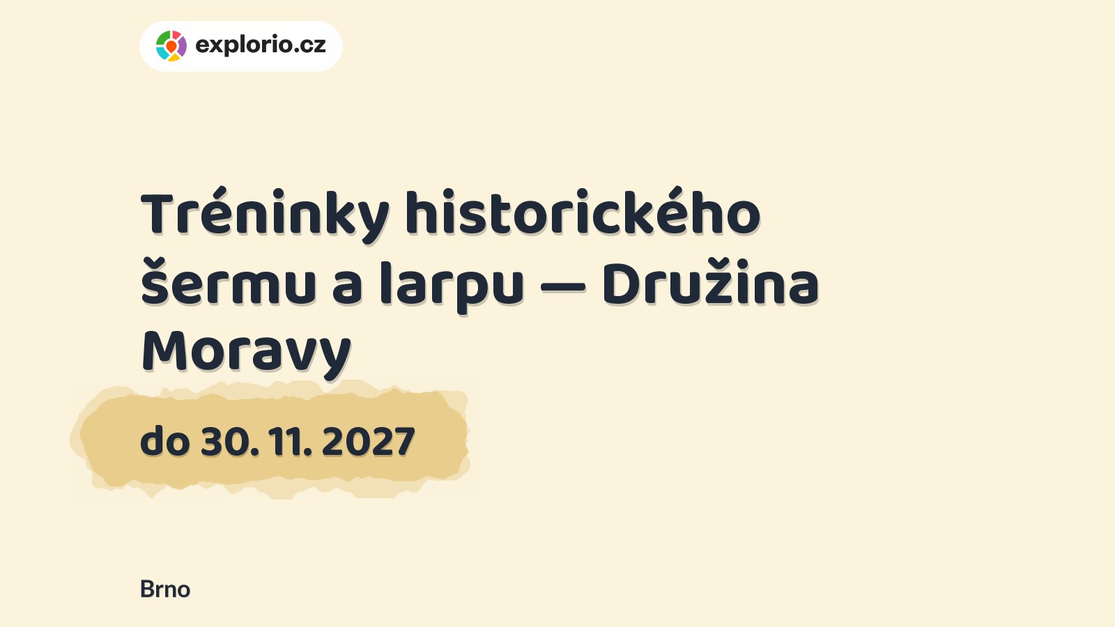 Tréninky historického šermu a larpu — Družina Moravy – sport a Pohyb, Brno