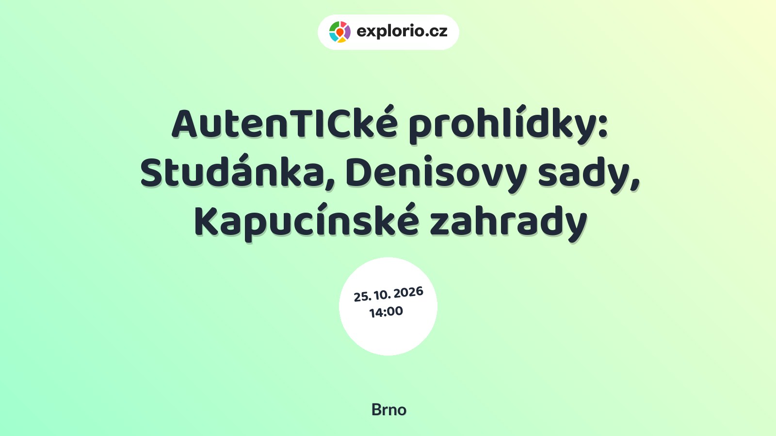 AutenTICké prohlídky: Studánka, Denisovy sady, Kapucínské zahrady – prohlídky a Muzea, Brno