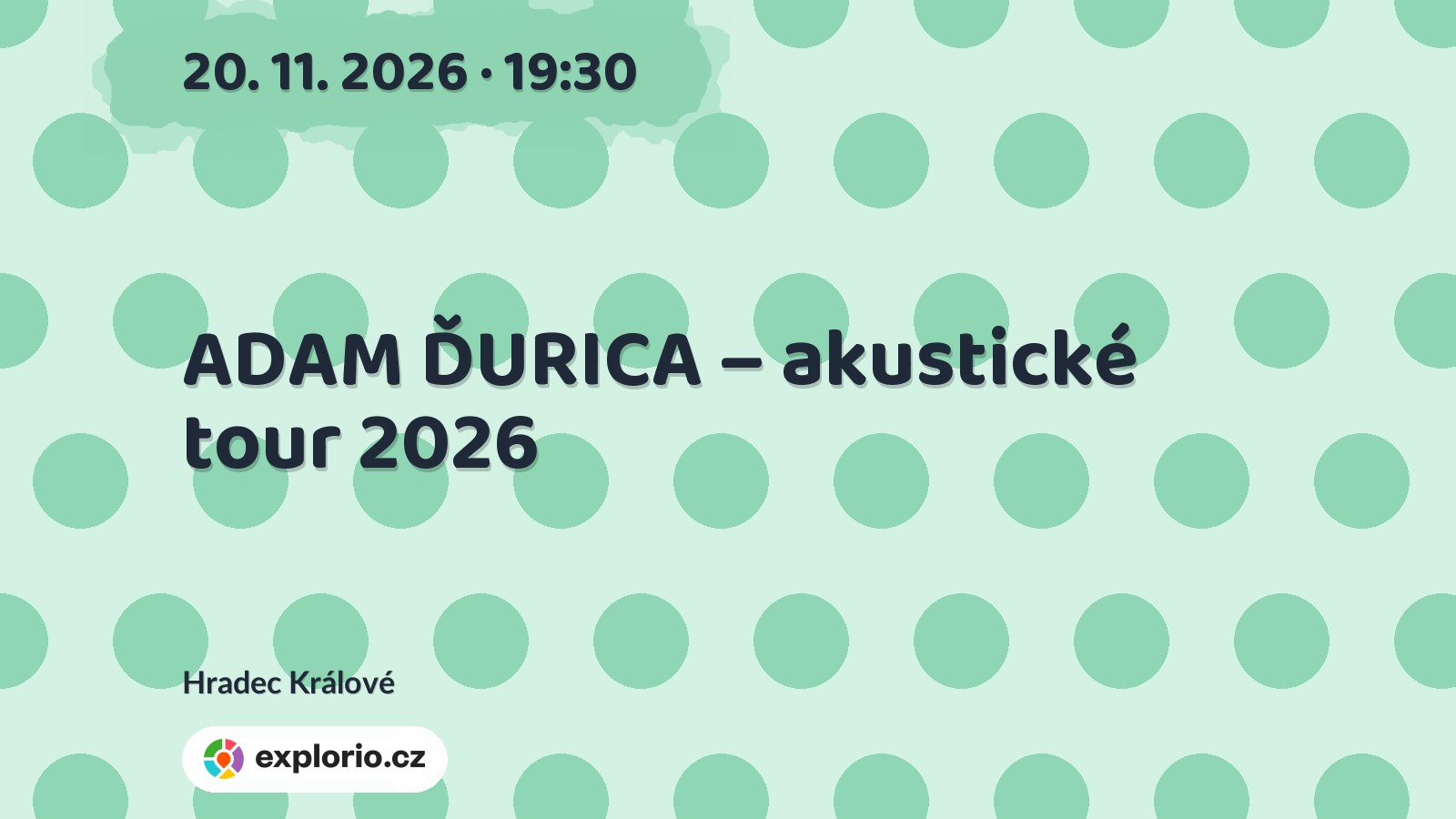 ADAM ĎURICA – akustické tour 2026 – divadlo, Hudba a Kino, Hradec Králové