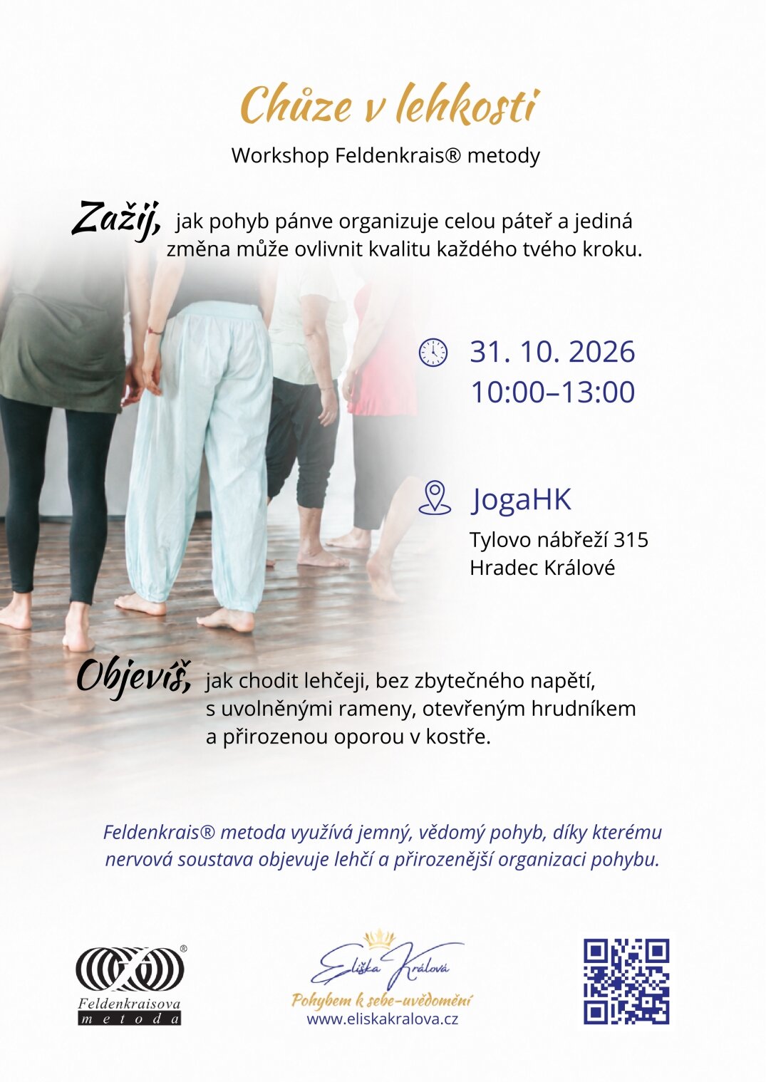 Chůze v lehkosti - prožitkový workshop Feldenkrais metody – sport a Pohyb, Hradec Králové – fotka 2