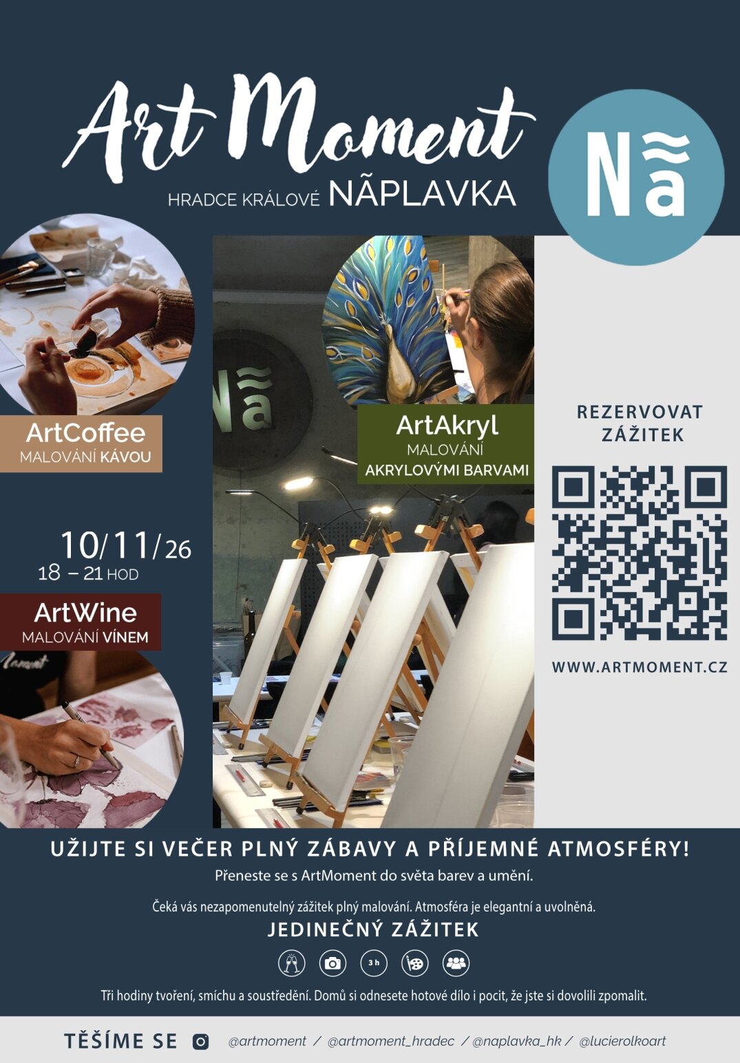 Zážitkové malování s ArtMoment | Malování akrylem, vínem a kávou – tvořivé dílny a Workshopy, Hradec Králové – fotka 2