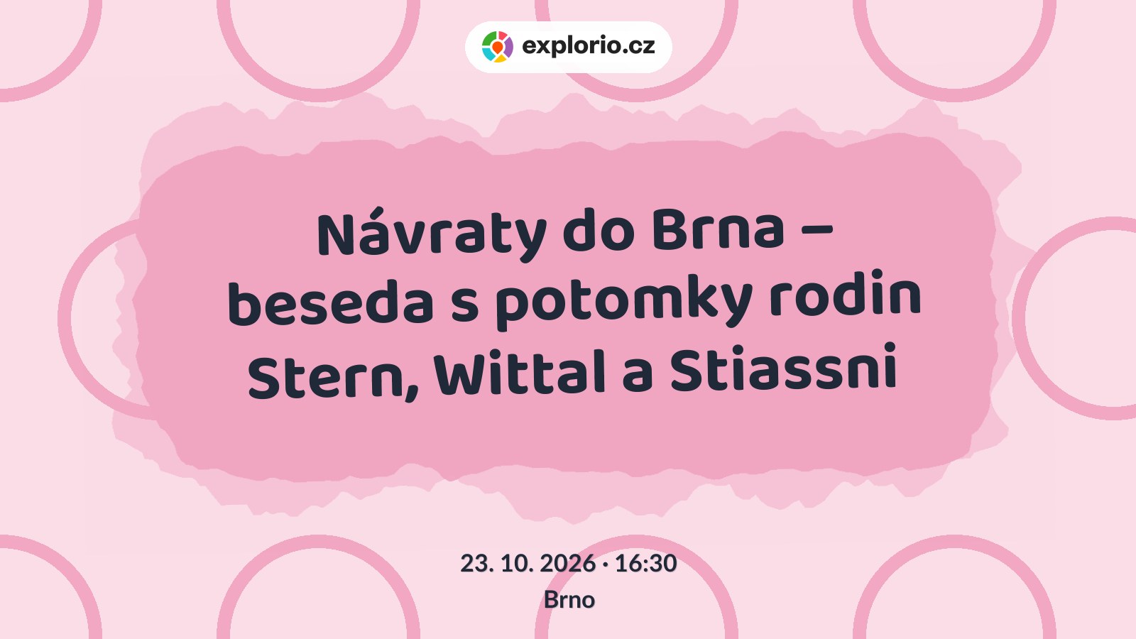 Návraty do Brna – beseda s potomky rodin Stern, Wittal a Stiassni – prohlídky a Muzea, Brno