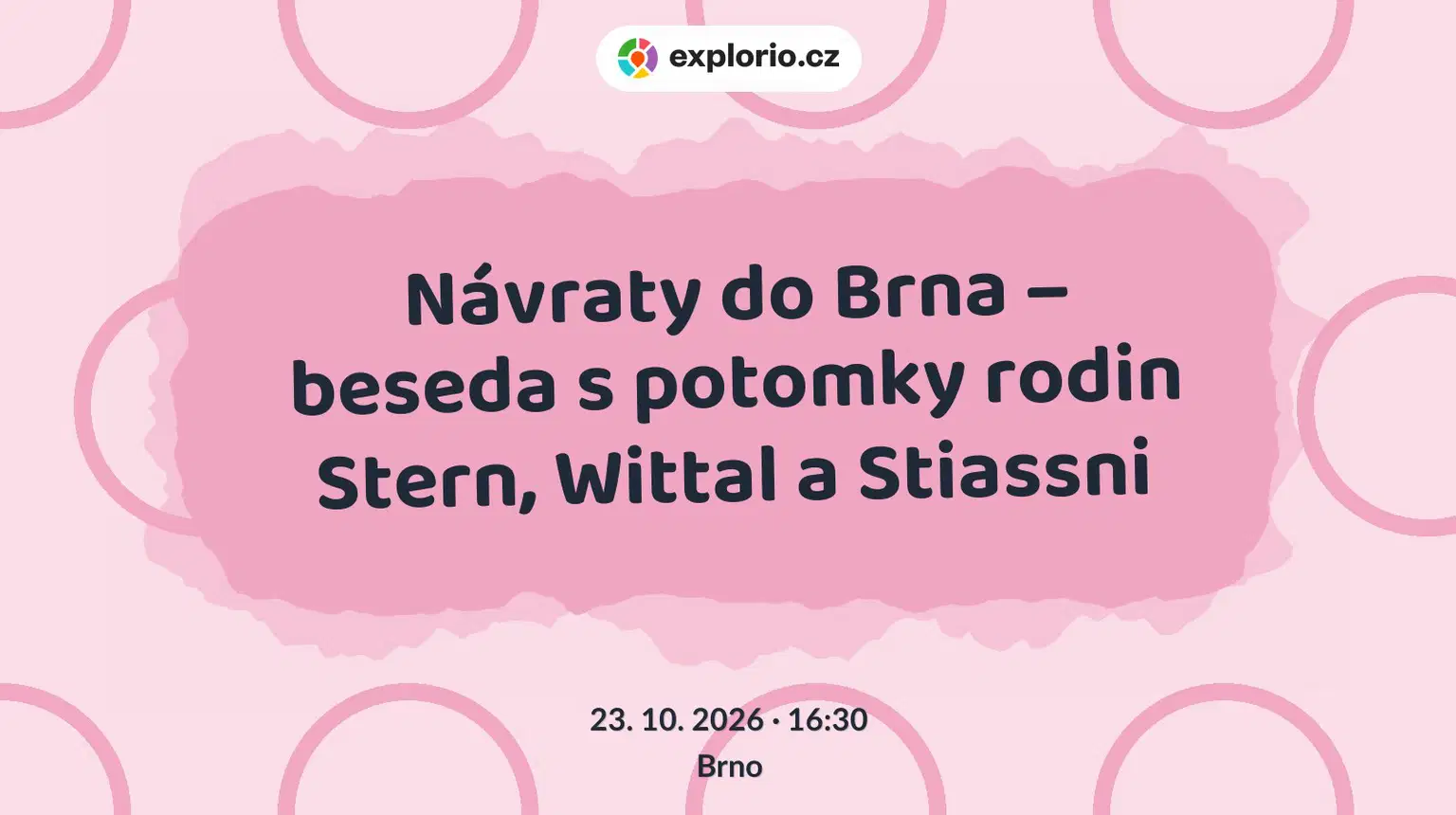 Návraty do Brna – beseda s potomky rodin Stern, Wittal a Stiassni – prohlídky a Muzea, Brno