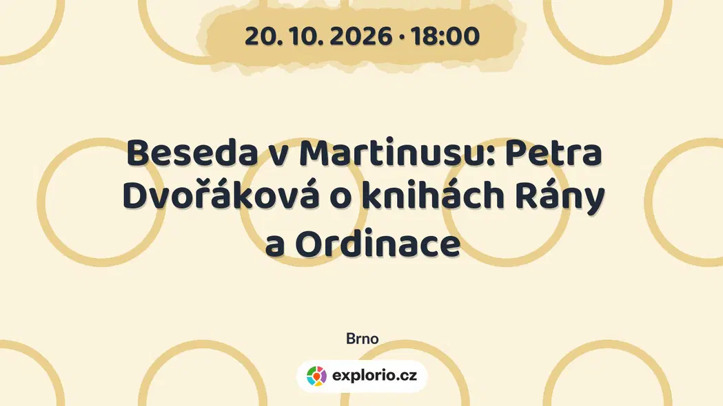 Beseda v Martinusu: Petra Dvořáková o knihách Rány a Ordinace – divadlo, Hudba a Kino, Brno