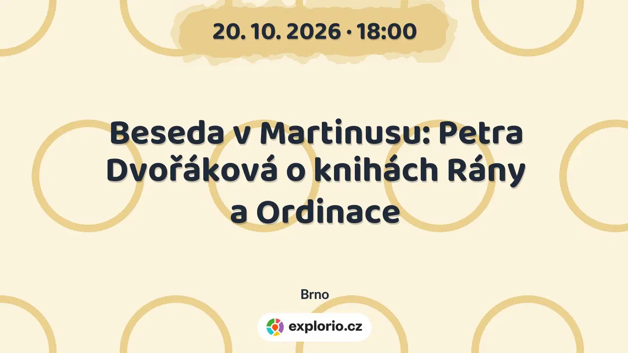 Beseda v Martinusu: Petra Dvořáková o knihách Rány a Ordinace – divadlo, Hudba a Kino, Brno