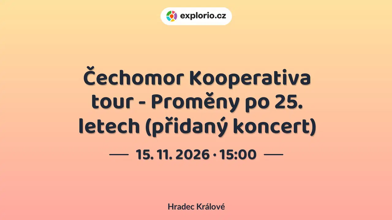 Čechomor Kooperativa tour - Proměny po 25. letech (přidaný koncert) – divadlo, Hudba a Kino, Hradec Králové