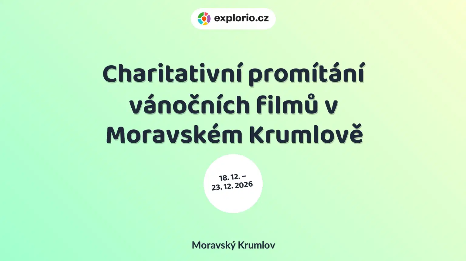 Charitativní promítání vánočních filmů v Moravském Krumlově – divadlo, Hudba a Kino, Moravský Krumlov
