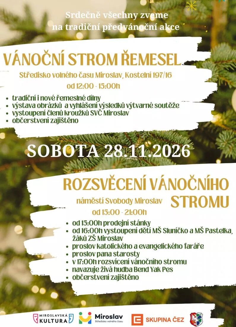 Vánoční strom řemesel a Rozsvěcení vánočního stromu – festivaly a Slavnosti, Miroslav – fotka 2