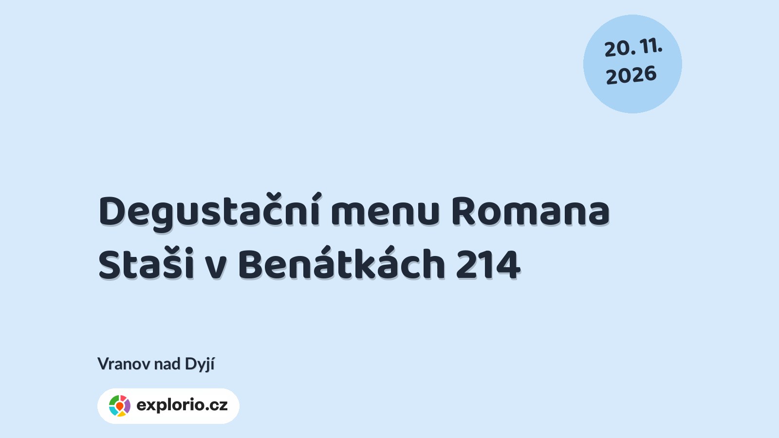 Degustační menu Romana Staši v Benátkách 214 – festivaly a Slavnosti, Vranov nad Dyjí