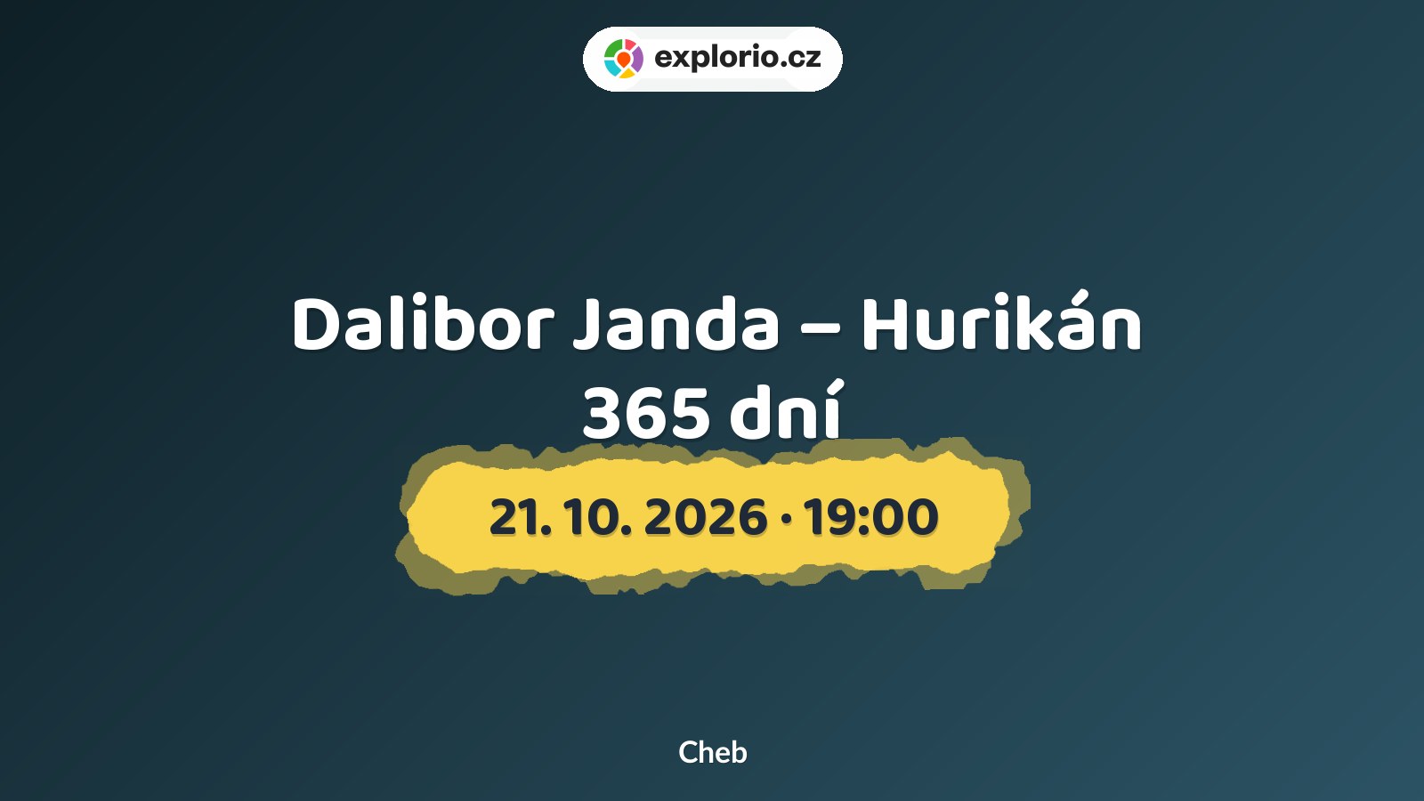 Dalibor Janda – Hurikán 365 dní – divadlo, Hudba a Kino, Cheb