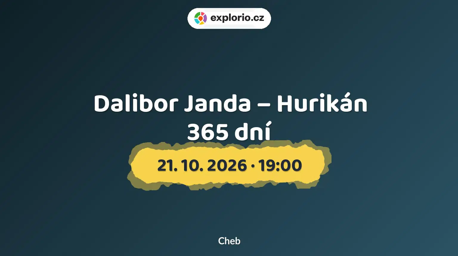 Dalibor Janda – Hurikán 365 dní – divadlo, Hudba a Kino, Cheb