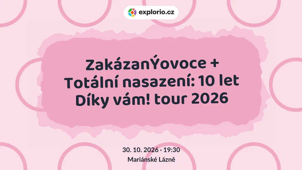 ZakázanÝovoce + Totální nasazení: 10 let Díky vám! tour 2026 – divadlo, Hudba a Kino, Mariánské Lázně