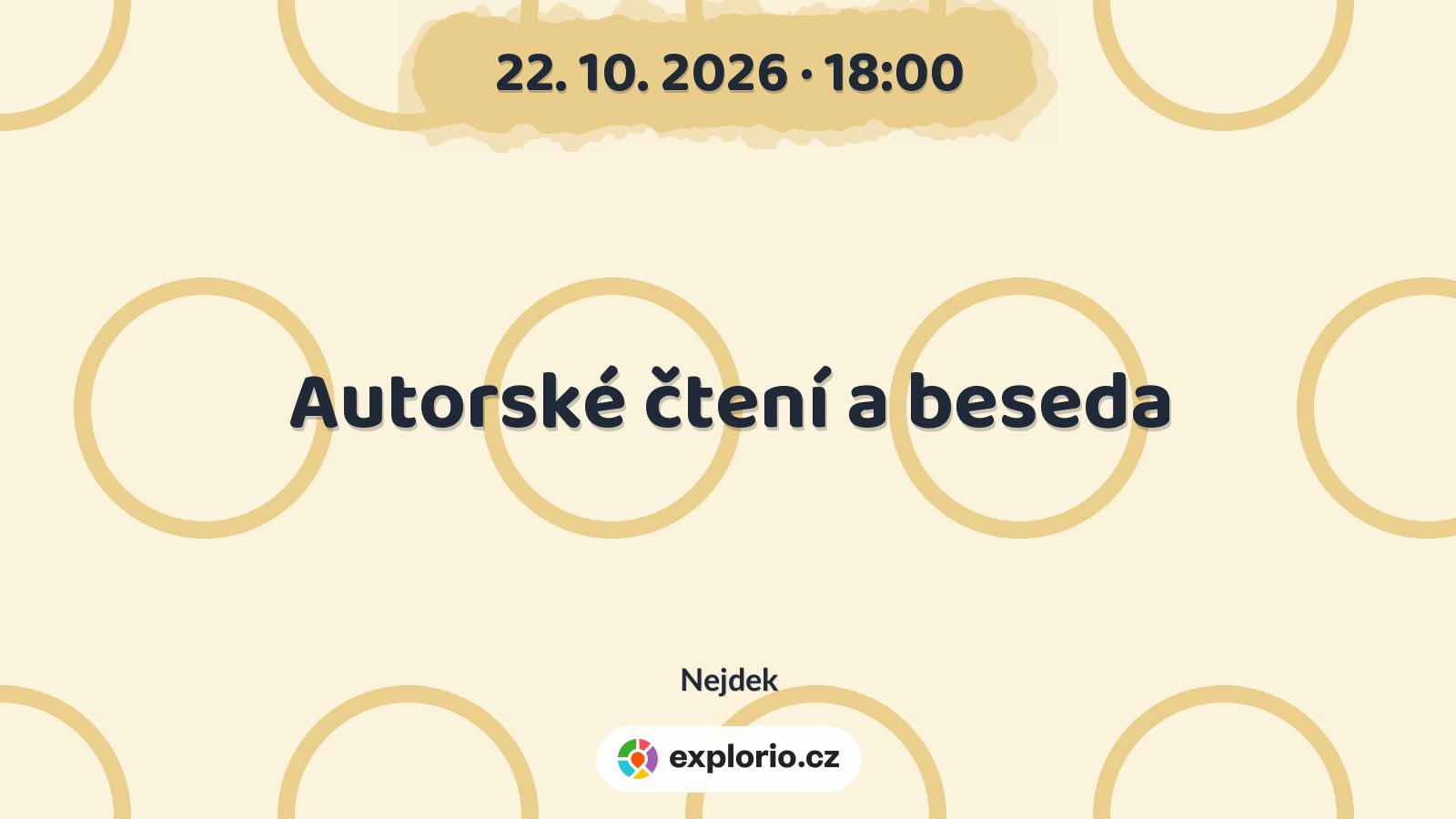 Autorské čtení a beseda – divadlo, Hudba a Kino, Nejdek