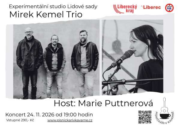 „Písničkáři v kavárně“ Mirek Kemel Trio + host Marie Puttnerová – divadlo, Hudba a Kino, Liberec – fotka 2