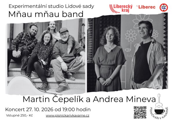 „Písničkáři v kavárně“Mňau mňau band a Martin Čepelík & Andrea Mineva – divadlo, Hudba a Kino, Liberec – fotka 2