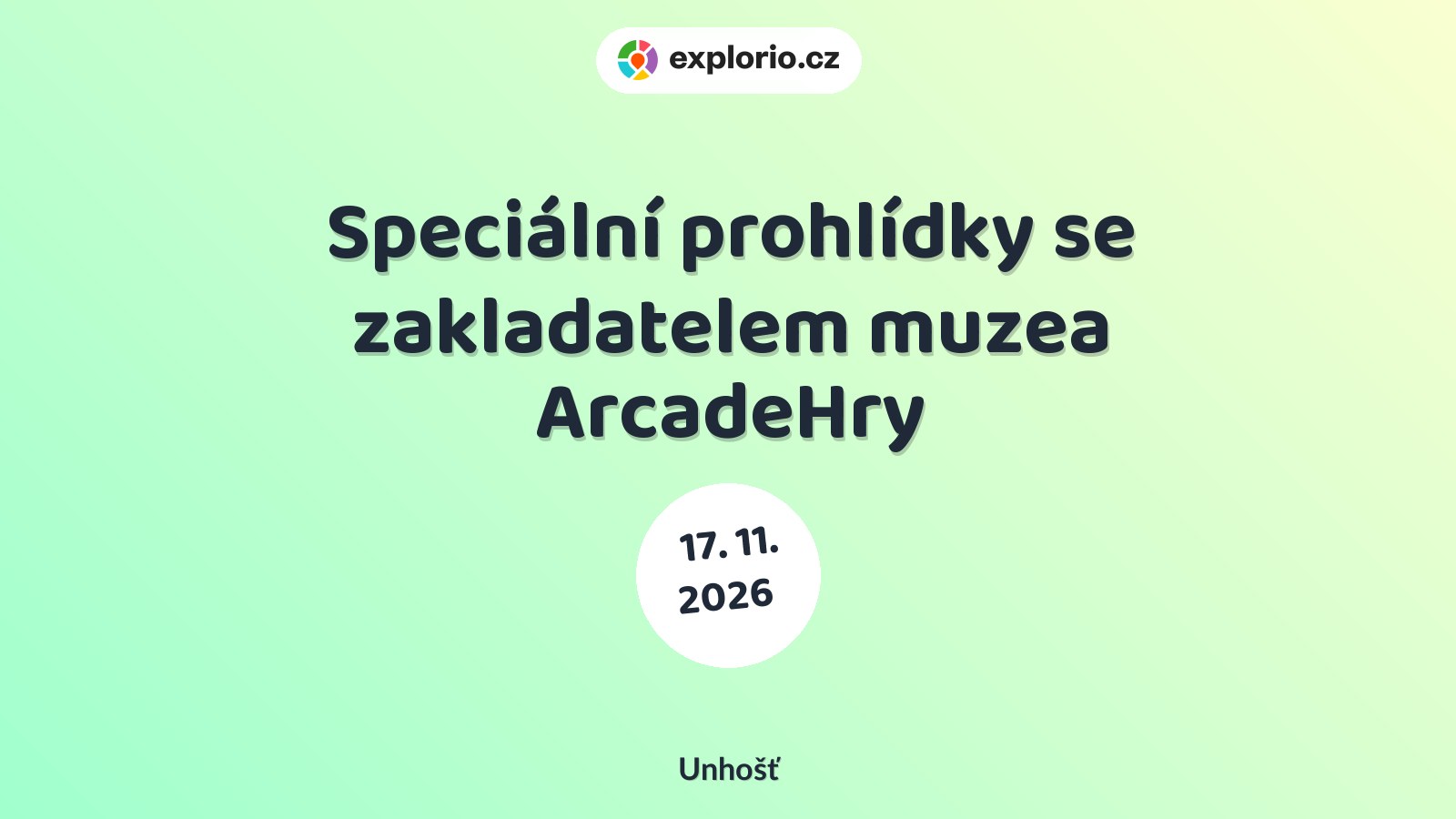Speciální prohlídky se zakladatelem muzea ArcadeHry – prohlídky a Muzea, Unhošť