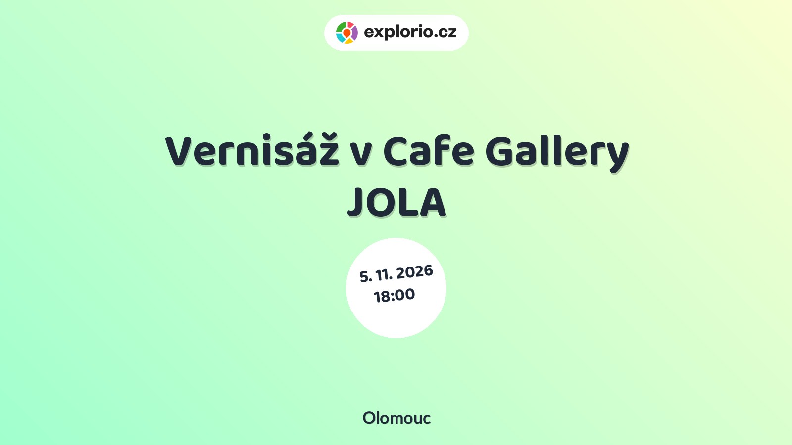 Vernisáž v Cafe Gallery JOLA – prohlídky a Muzea, Olomouc