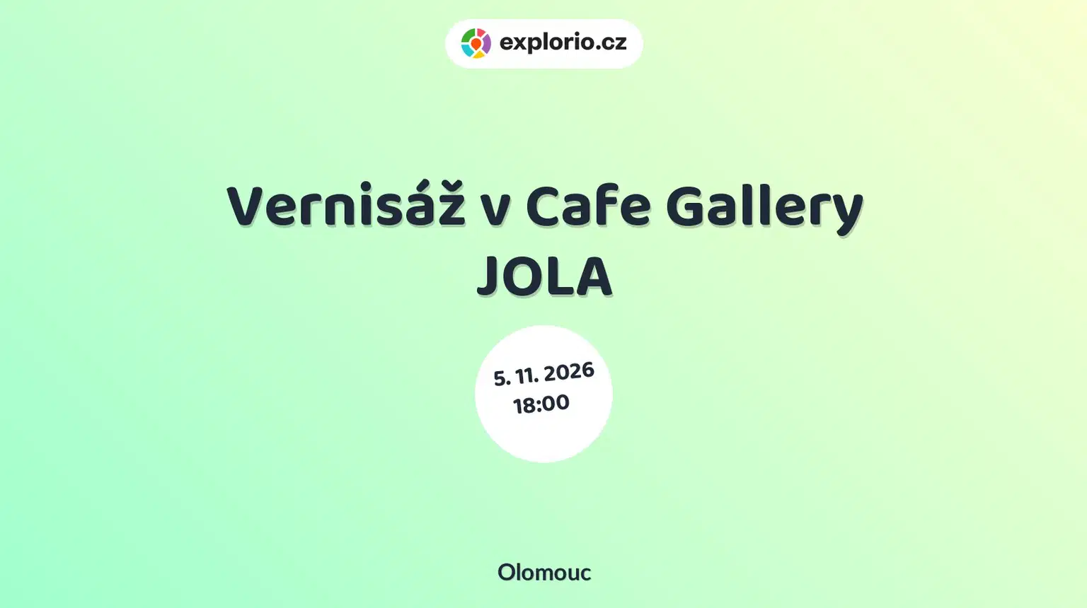 Vernisáž v Cafe Gallery JOLA – prohlídky a Muzea, Olomouc