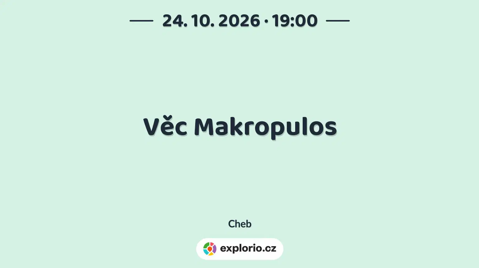 Věc Makropulos – divadlo, Hudba a Kino, Cheb