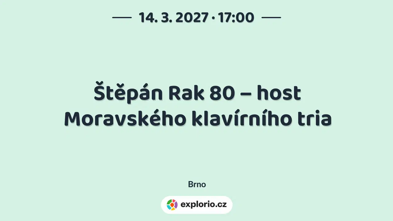 Štěpán Rak 80 – host Moravského klavírního tria – divadlo, Hudba a Kino, Brno