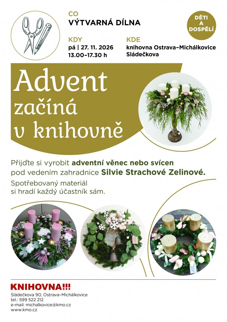 Advent začíná v knihovně – tvořivé dílny a Workshopy, Ostrava – fotka 2