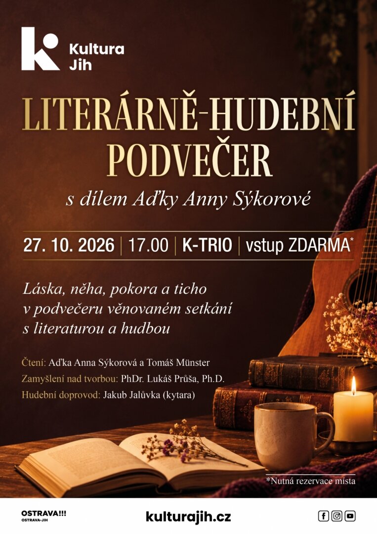 Literárně-hudební podvečer s dílem Aďky Anny Sýkorové – divadlo, Hudba a Kino, Ostrava – fotka 2
