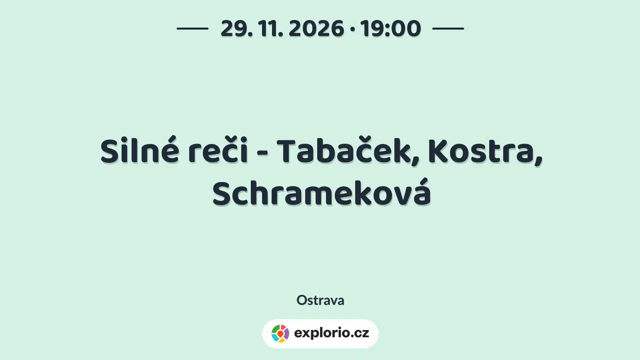 Silné reči - Tabaček, Kostra, Schrameková – divadlo, Hudba a Kino, Ostrava