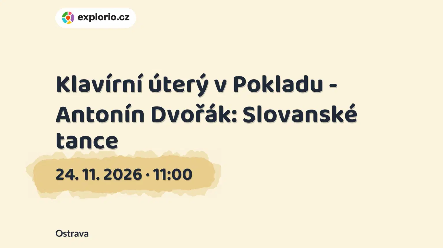 Klavírní úterý v Pokladu - Antonín Dvořák: Slovanské tance – divadlo, Hudba a Kino, Ostrava
