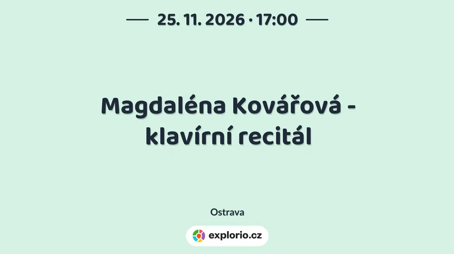 Magdaléna Kovářová - klavírní recitál – divadlo, Hudba a Kino, Ostrava