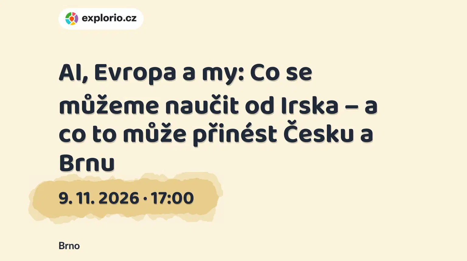 AI, Evropa a my: Co se můžeme naučit od Irska – a co to může přinést Česku a Brnu – divadlo, Hudba a Kino, Brno