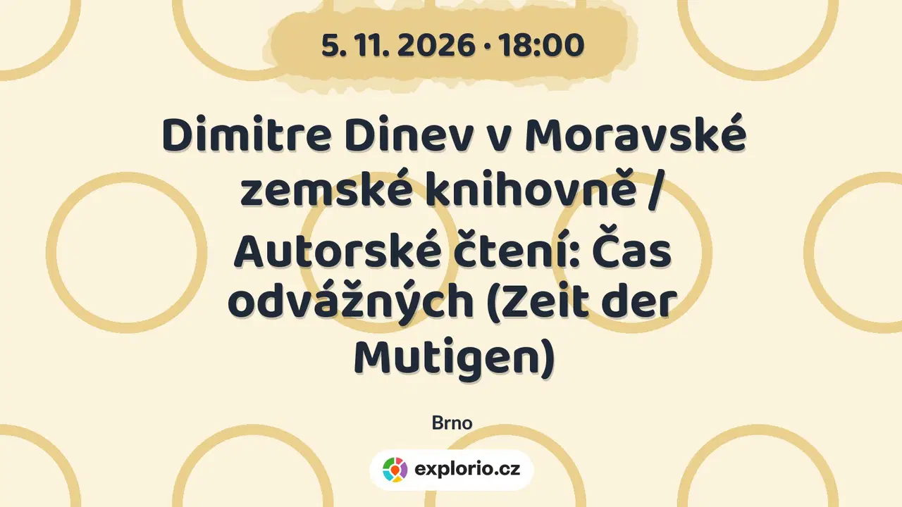 Dimitre Dinev v Moravské zemské knihovně / Autorské čtení: Čas odvážných (Zeit der Mutigen) – divadlo, Hudba a Kino, Brno