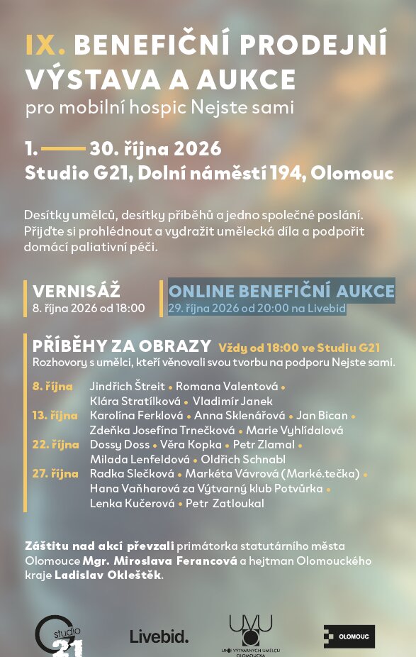 IX. Benefiční prodejní výstava a aukce pro mobilní hospic Nejste sami – prohlídky a Muzea, Olomouc – fotka 2