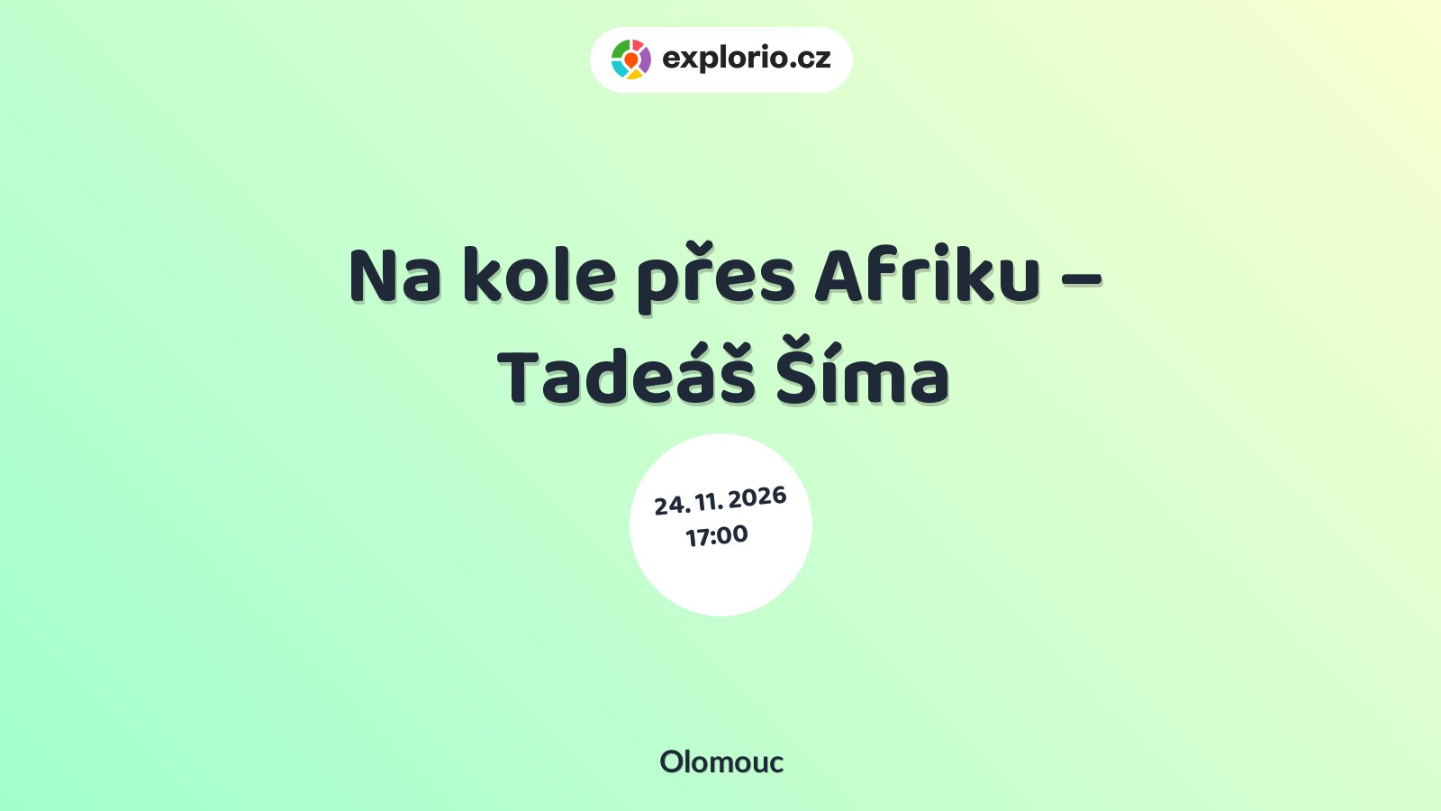Na kole přes Afriku – Tadeáš Šíma – prohlídky a Muzea, Olomouc