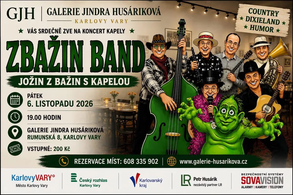 Zbažin Band – Jožin z bažin s kapelou v Galerii Jindra Husáriková s hity Ivana Mládka – divadlo, Hudba a Kino, Karlovy Vary – fotka 2