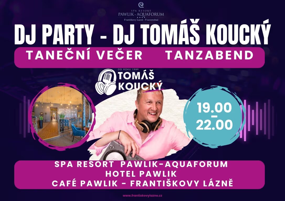 Taneční párty s DJ Tomášem Kouckým – divadlo, Hudba a Kino, Františkovy Lázně – fotka 2