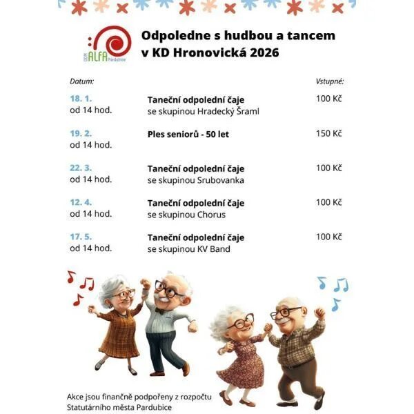 Taneční odpolední čaje se skupinou KV Band – divadlo, Hudba a Kino, Pardubice – fotka 2