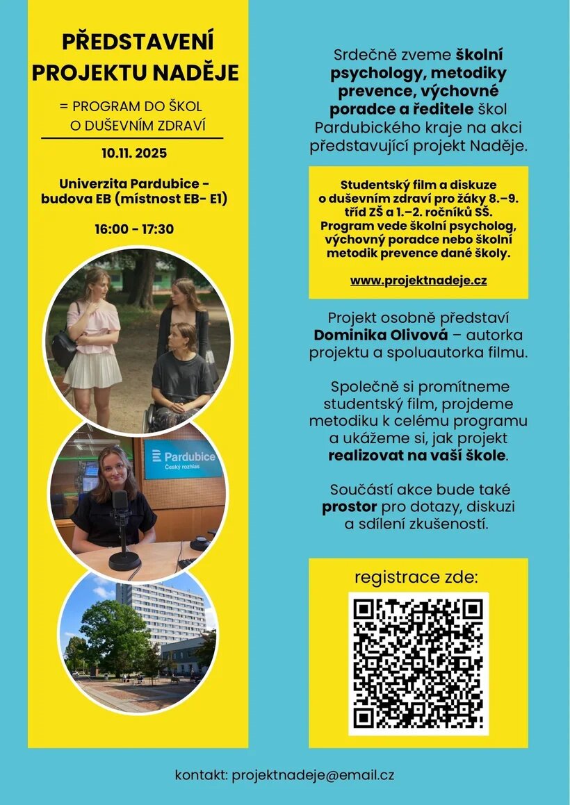 Představení projektu Naděje – program o duševním zdraví do škol – prohlídky a Muzea, Pardubice – fotka 2