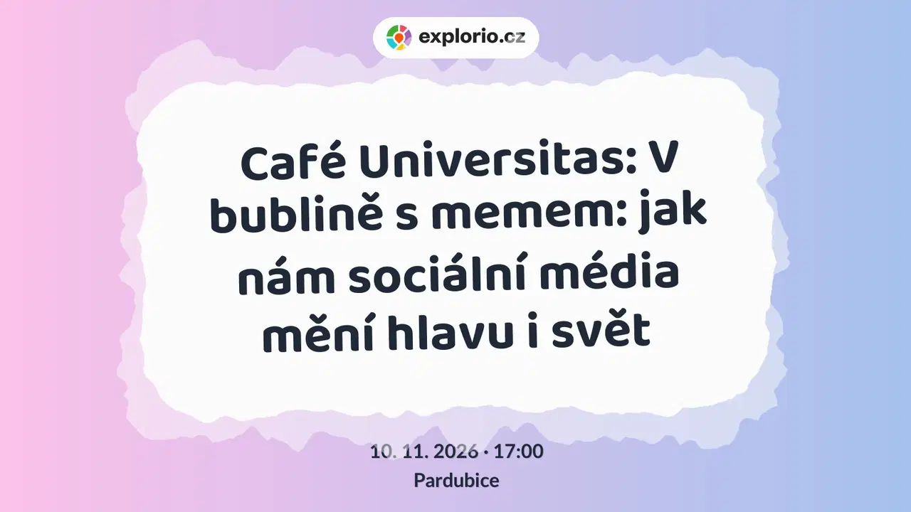 Café Universitas: V bublině s memem: jak nám sociální média mění hlavu i svět – divadlo, Hudba a Kino, Pardubice