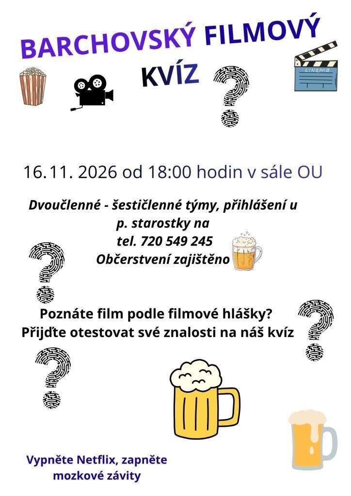 Barchovský filmový kvíz – divadlo, Hudba a Kino, Barchov – fotka 2
