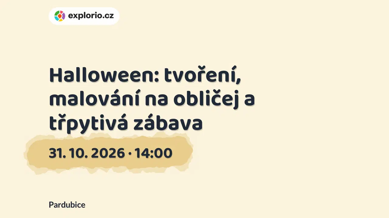 Halloween: tvoření, malování na obličej a třpytivá zábava – tvořivé dílny a Workshopy, Pardubice