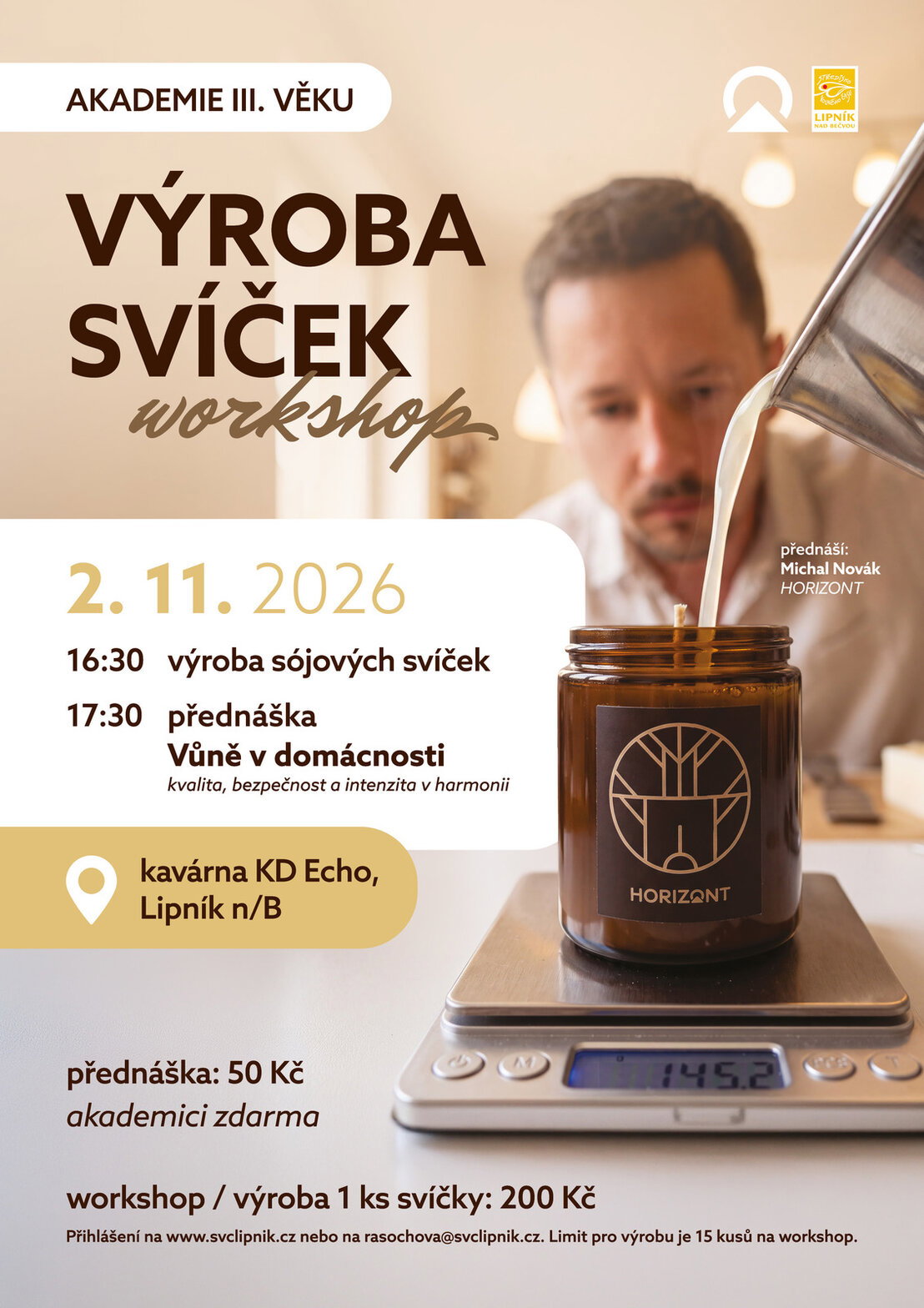 AKADEMIE III. VĚKU PŘINESE VŮNI DOMOVA: VYROBTE SI SÓJOVOU SVÍČKU A OBJEVTE KOUZLO HYGGE – tvořivé dílny a Workshopy, Lipník nad Bečvou – fotka 2