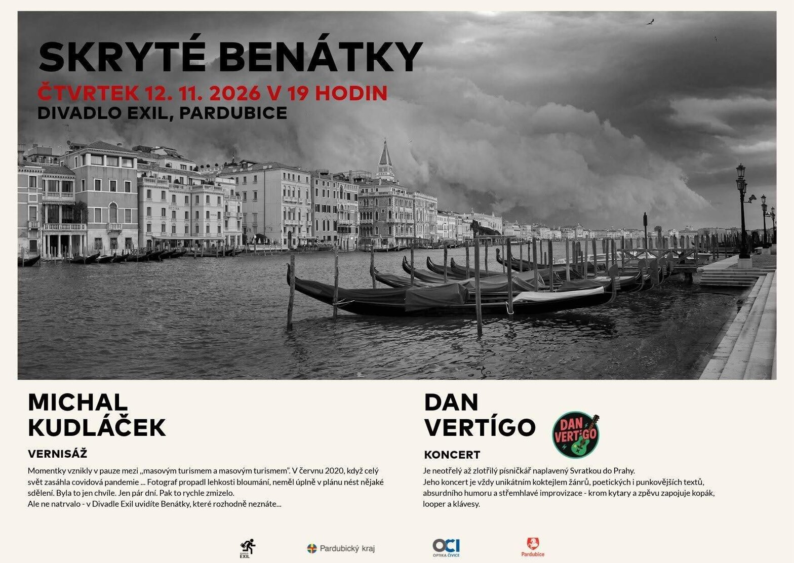 Michal Kudláček - Skryté Benátky a Dan Vertígo – divadlo, Hudba a Kino, Pardubice – fotka 2