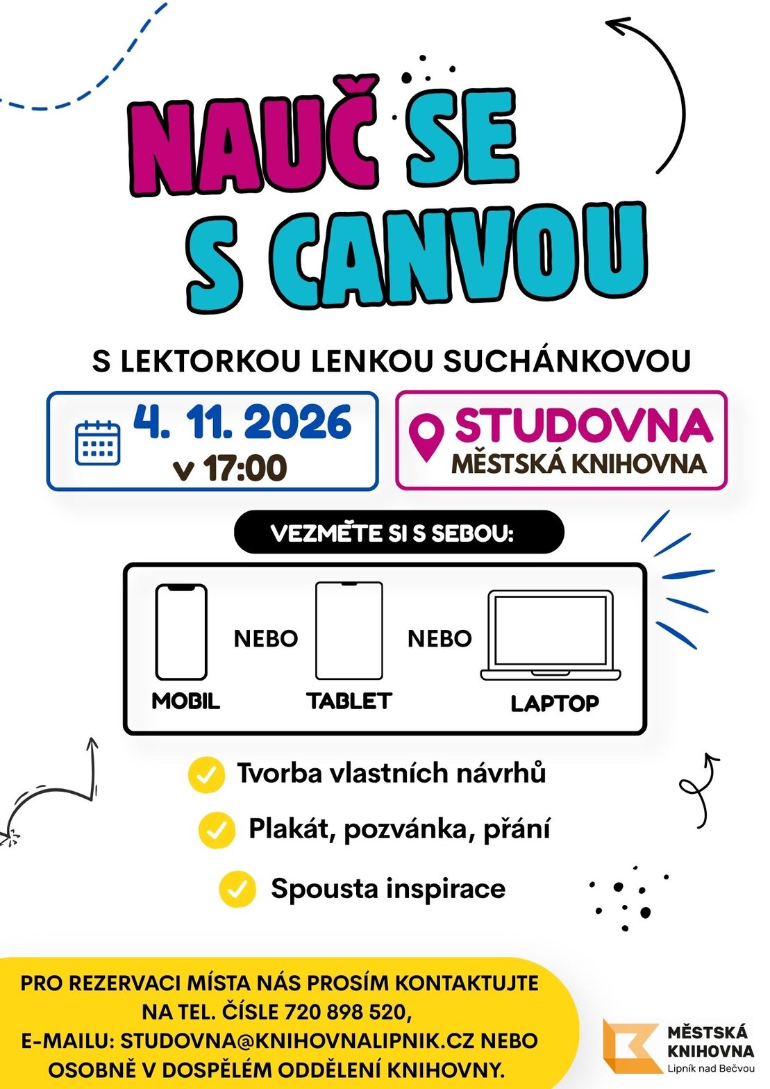 NAUČ SE S CANVOU: WORKSHOP PRO DOSPĚLÉ ZAČÁTEČNÍKY V MĚSTSKÉ KNIHOVNĚ – tvořivé dílny a Workshopy, Olomouc – fotka 2